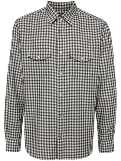 Tom Ford Western Check Shirt In Black