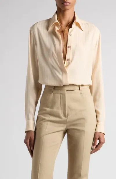 Tom Ford Whitney Stripe Satin Button-up Shirt In Sunset Beige