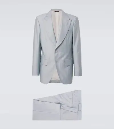 Tom Ford Wool And Silk Suit In Pale Sky