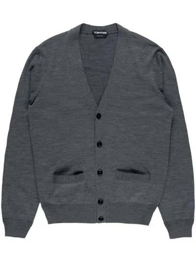 Tom Ford Wool Cardigan In Grey