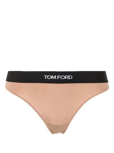 Tom Ford Perizoma Con Logo In Brown