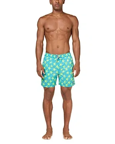 Tom & Teddy Men's Starfish-print Swim Shorts In Sky  Yellow