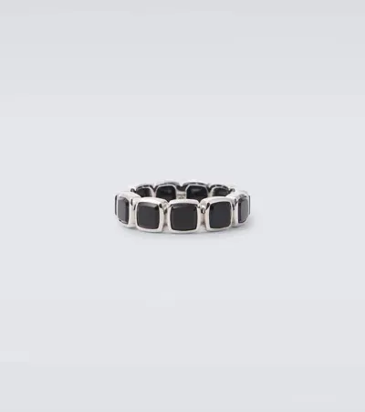 Tom Wood Cushion Onyx Band Ring In Black Silver