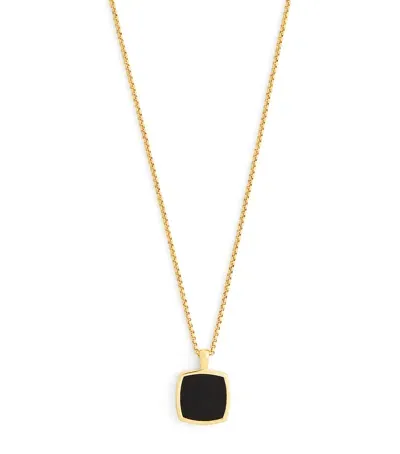 Tom Wood Gold-plated Onyx Cushion Pendant Necklace