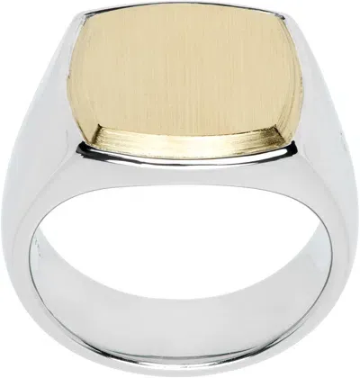 Tom Wood Silver & Gold Cushion Top Ring In 925 Silver