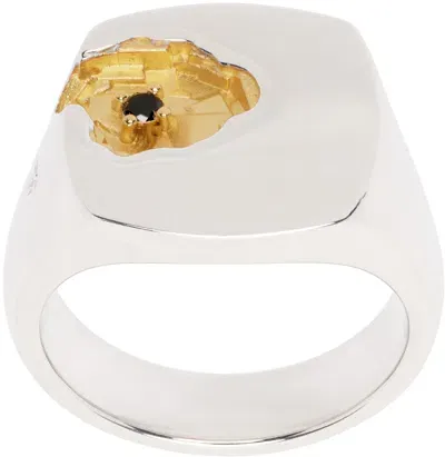 Tom Wood Silver & Gold Mined Ring In 925 Silver/gold