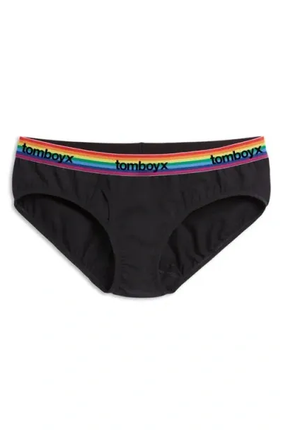 Tomboyx Iconic Briefs In Black Rainbow Logo