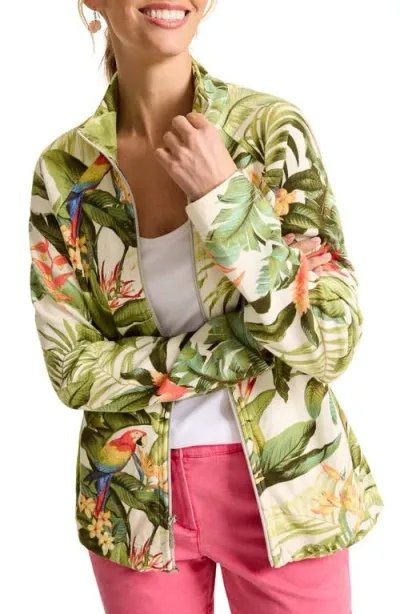 Tommy Bahama Aruba Fronds Forever Print Cotton Zip-up Jacket In Coconut