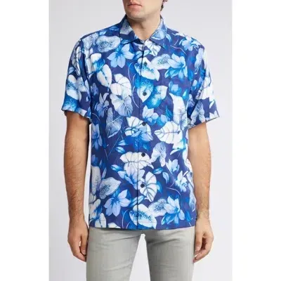 Tommy Bahama Azure Escape Silk Button-up Shirt In Royal Indigo