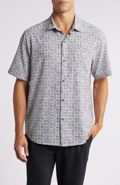 Tommy Bahama Bahama Coast Cozumel Tiles Islandzone® Short Sleeve Performance Button-up Shirt In Summer Grey