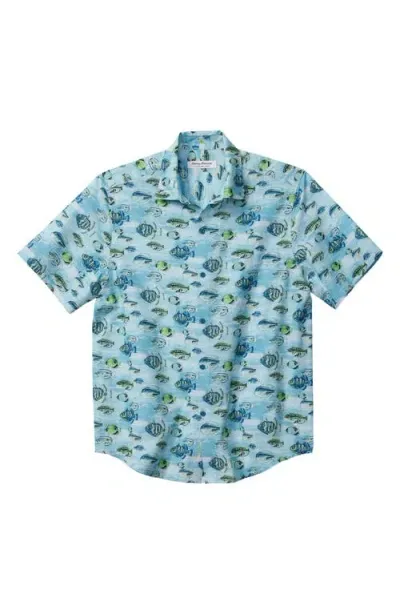 Tommy Bahama Bahama Coast Fintastic Islandzone® Short Sleeve Button-up Shirt In Tidal Lagoon