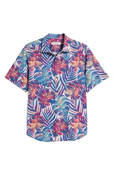 Tommy Bahama Bahama Coast Monarch Monstera Short Sleeve Performance Button-up Shirt In Summer Grey