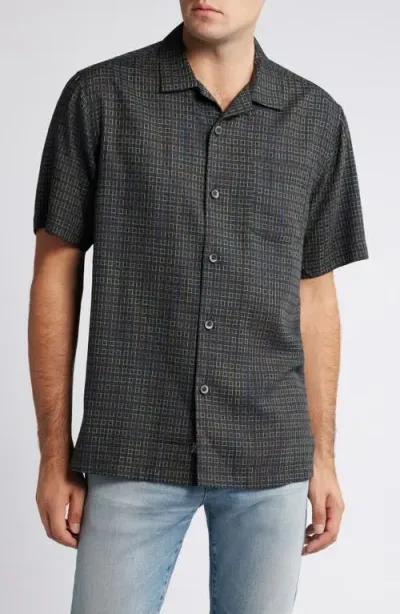 Tommy Bahama Coconut Point Prismatic Check Islandzone® Performance Camp Shirt In Black