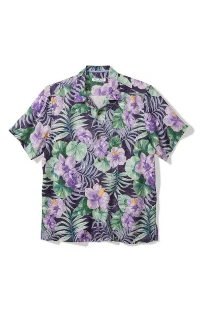 Tommy Bahama Frida's Garden Hibiscus Print Silk Camp Shirt In Coastline