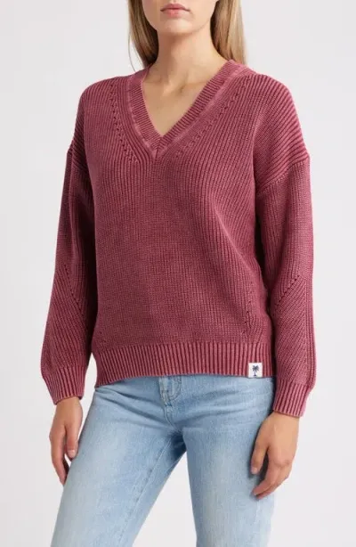 Tommy Bahama Indigo Palms Cotton V-neck Sweater In Beet Red