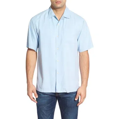 Tommy Bahama Java Dobby Original Fit Silk Camp Shirt In Blue