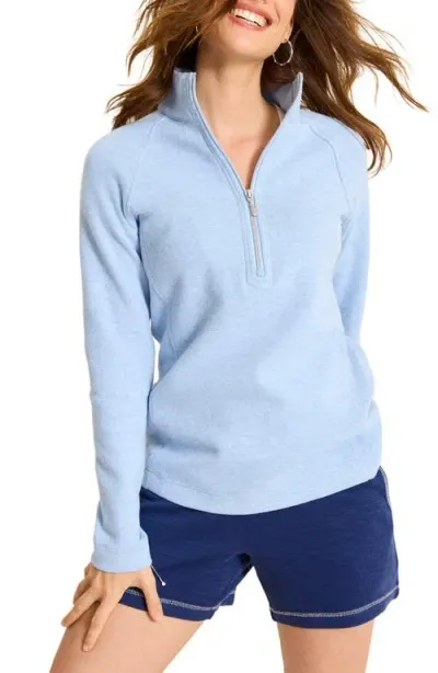 Tommy Bahama New Aruba Stretch Cotton Half Zip Pullover In Light Sky Heather