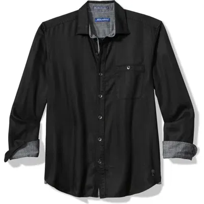 Tommy Bahama Ocean Wash Twill Button-up Shirt In Black