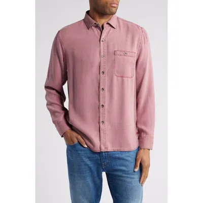 Tommy Bahama Ocean Wash Twill Button-up Shirt In Ruby Wine