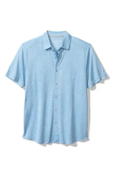 Tommy Bahama Palm Coast Cascade Vines Islandzone® Performance Short Sleeve Knit Button-up Shirt In Seabank Sky