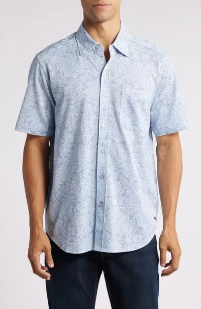 Tommy Bahama San Lucio Soirée Supima® Cotton Blend Short Sleeve Button-up Shirt In Dockside Blue