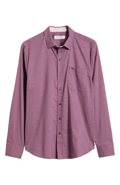 Tommy Bahama Sarasota Stretch Ventura Islandzone® Stripe Stretch Button-up Shirt In Grape Wine