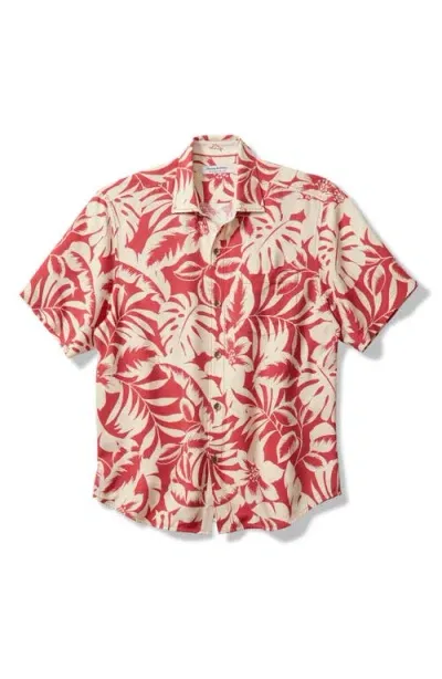 Tommy Bahama Veracruz Cay Lindavista Leaves Short Sleeve Button-up Shirt In Dark Havana