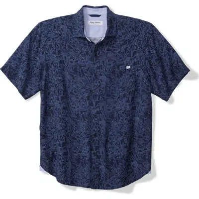 Tommy Bahama Veracruz Cay Paradise Pajaro Sleeve Button-up Shirt In Deep Tahoe