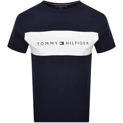 Tommy Hilfiger Block Logo Mens Lounge T-shirt In Navy