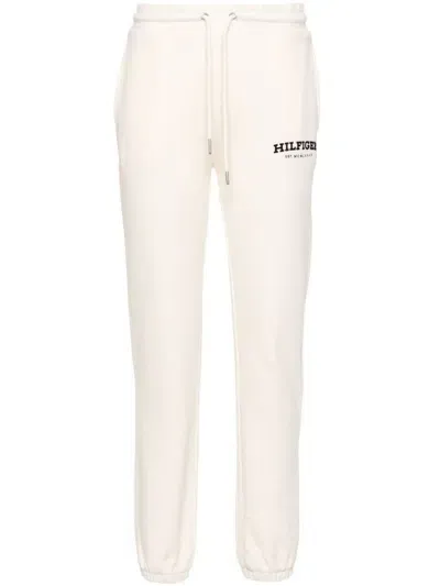 Tommy Hilfiger Flocked-logo Tapered Trousers In Neutrals