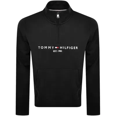 Tommy Hilfiger Half Zip Logo Sweatshirt Black