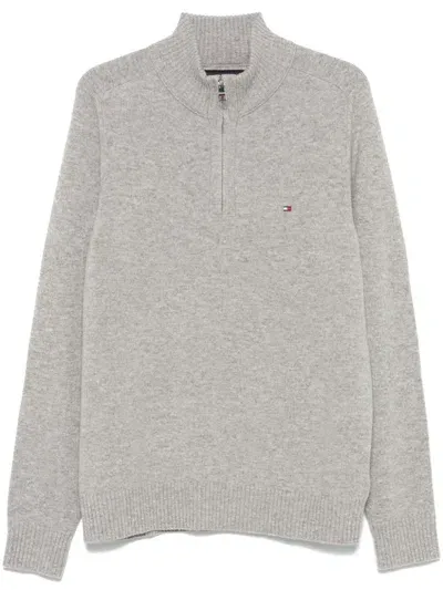 Tommy Hilfiger Half-zip Wool Sweater In Grey