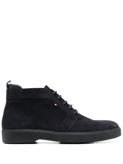 Tommy Hilfiger Lace-up Suede Ankle Boots In Blau