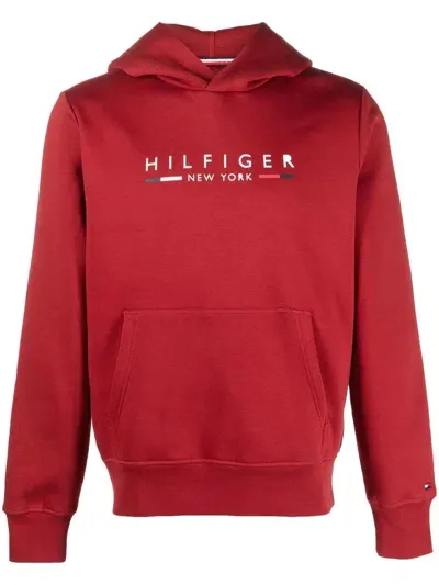 Tommy Hilfiger Logo-print Hoodie In Rot