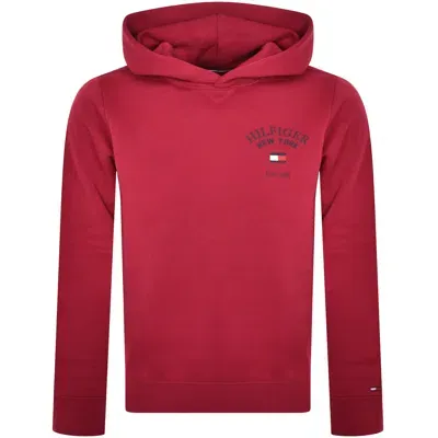 Tommy Hilfiger Logo Pullover Hoodie Burgundy