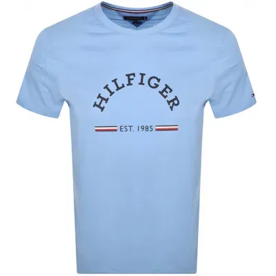 Tommy Hilfiger Logo Slim Fit T Shirt Blue