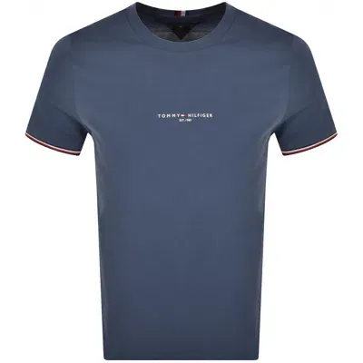 Tommy Hilfiger Logo Slim Fit T Shirt Blue