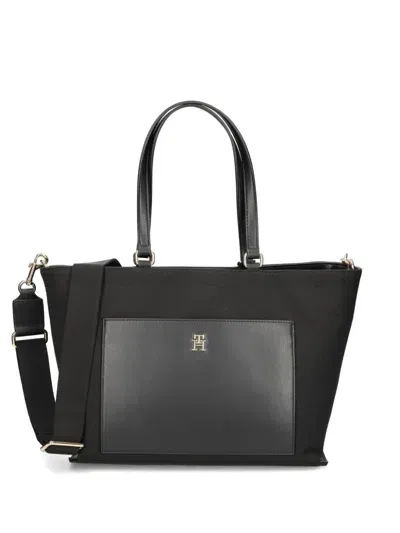 Tommy Hilfiger Logo Tote Bag In 黑色