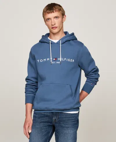 Tommy Hilfiger Men's Embroidered Logo Hoodie In Aegean Sea