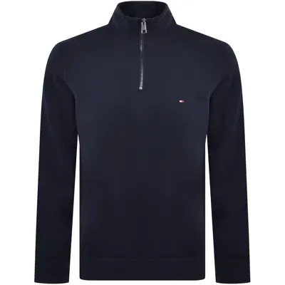 Tommy Hilfiger Quarter Zip Fleece Sweatshirt Navy