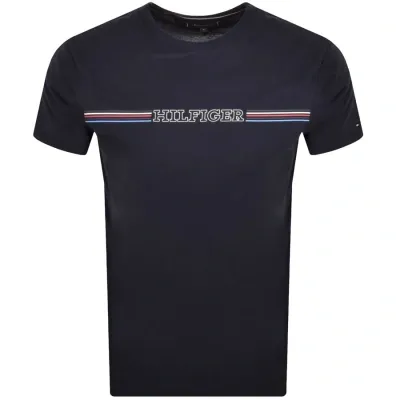 Tommy Hilfiger Stripe Slim Fit T Shirt Navy