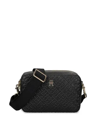 Tommy Hilfiger Th Monogram-embossed Camera Bag In Black