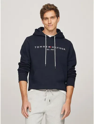 Tommy Hilfiger Mens Core Tommy Logo Hoodie In Cloud Heather