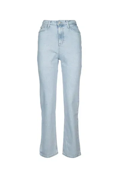 Tommy Jeans Julie Logo Patch Straight Leg Jeans In Blue