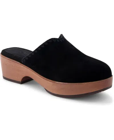 Toms Women's Addison Suede Wood Mule Clog In Black Suede