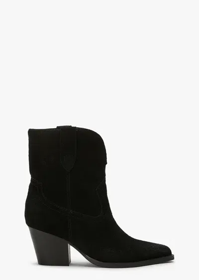 Tony Bianco Psuedo Black Cameo Suede Ankle Boots