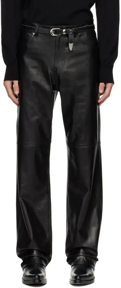 Tonywack Black Straight-leg Leather Pants