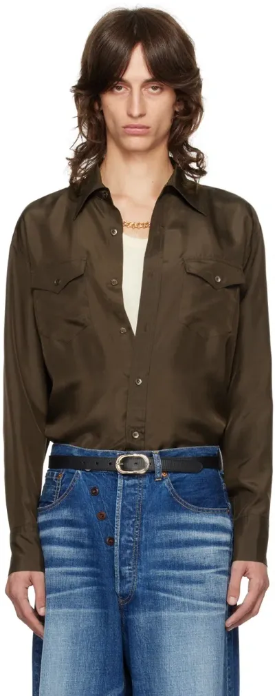 Tonywack Brown Double Pocket Shirt In Dark Brown