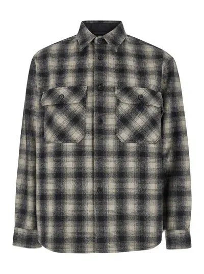 Tonywack 'ombré' Multicolor Shirt With Check Motif And Two Front Pocket In Wool Blend Man In Grey