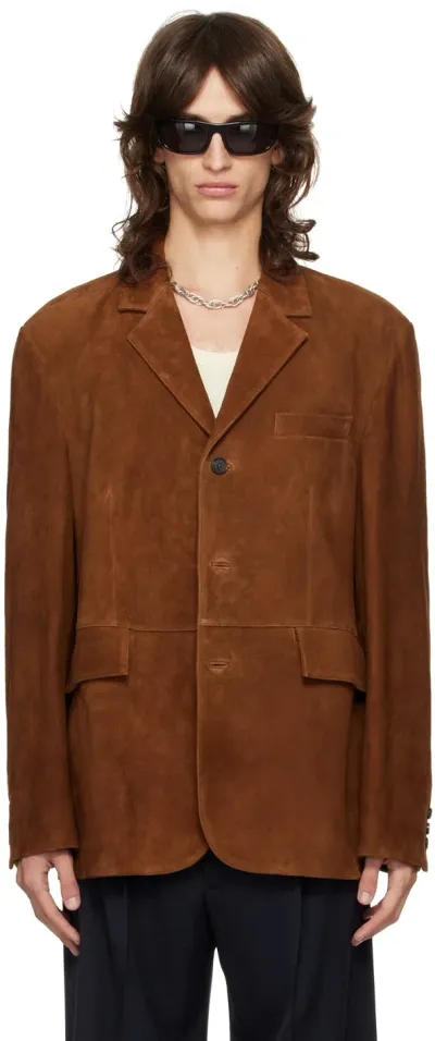 Tonywack Tan Tailored Leather Jacket In Brown